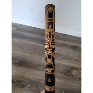 Hand Carved Tiki Totem Wooden Flute Folk Art Musical Instrument Decor #2‎